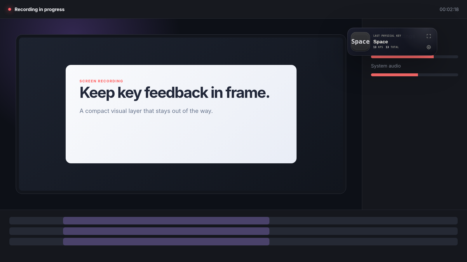 KeyPulse Compact HUD positioned over a webpage for a screen recording.